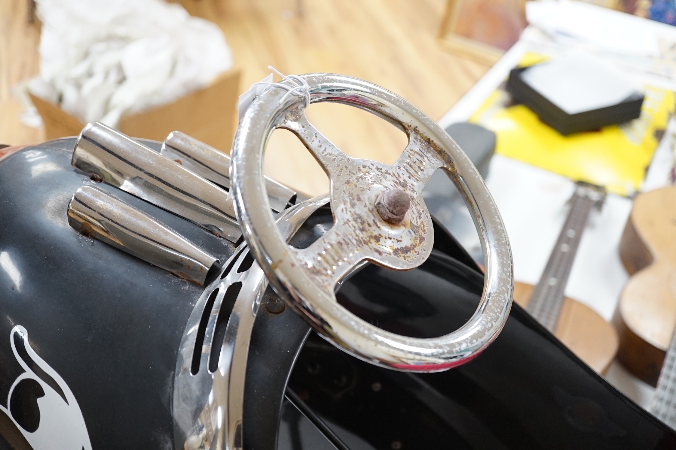 A vintage American Airflow Shark Attack child's pedal aeroplane